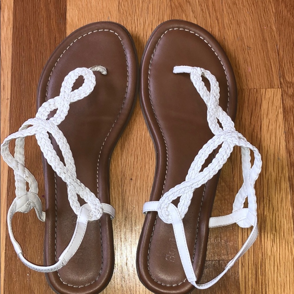 GENTLY USED, white sandals, women’s